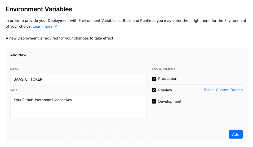 Vercel environment variables